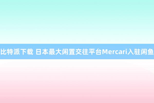 比特派下载 日本最大闲置交往平台Mercari入驻闲鱼