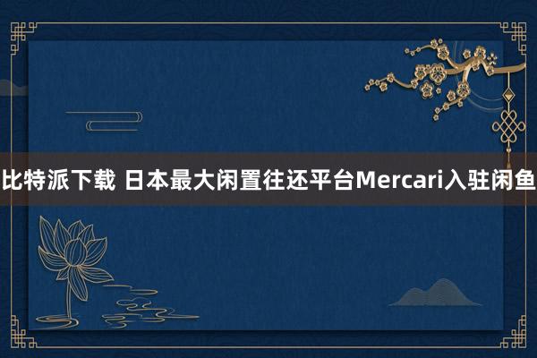 比特派下载 日本最大闲置往还平台Mercari入驻闲鱼