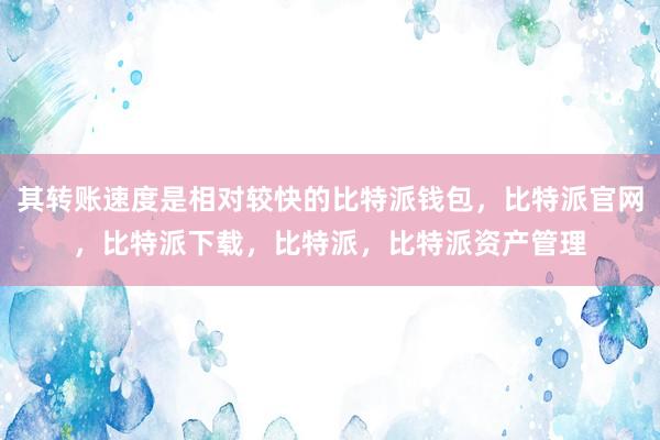 其转账速度是相对较快的比特派钱包，比特派官网，比特派下载，比特派，比特派资产管理