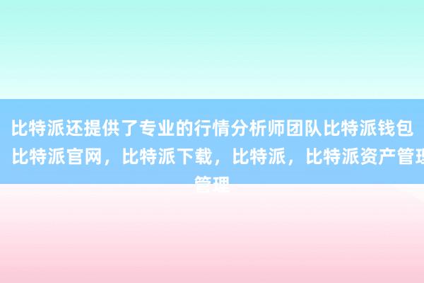 比特派还提供了专业的行情分析师团队比特派钱包，比特派官网，比特派下载，比特派，比特派资产管理