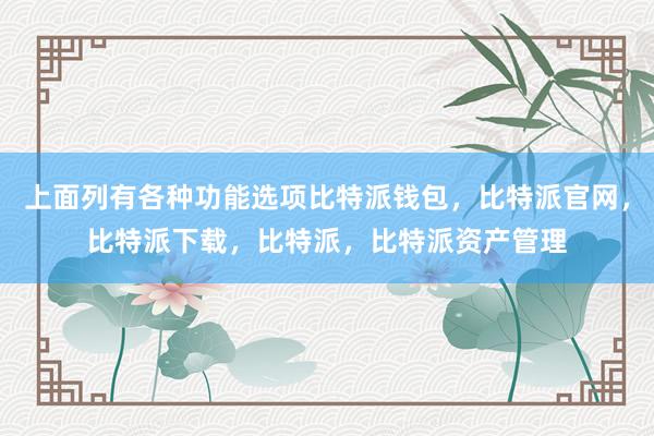 上面列有各种功能选项比特派钱包，比特派官网，比特派下载，比特派，比特派资产管理