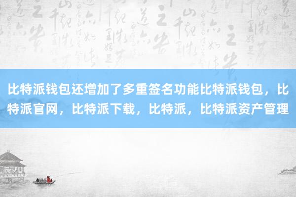 比特派钱包还增加了多重签名功能比特派钱包，比特派官网，比特派下载，比特派，比特派资产管理