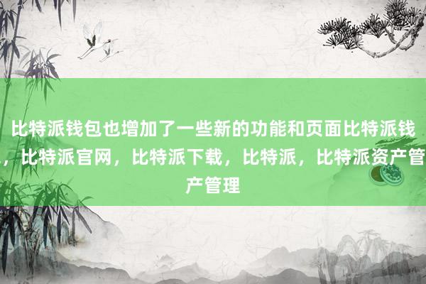 比特派钱包也增加了一些新的功能和页面比特派钱包，比特派官网，比特派下载，比特派，比特派资产管理