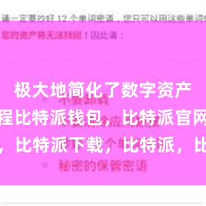 极大地简化了数字资产的交易流程比特派钱包，比特派官网，比特派下载，比特派，比特派资产管理